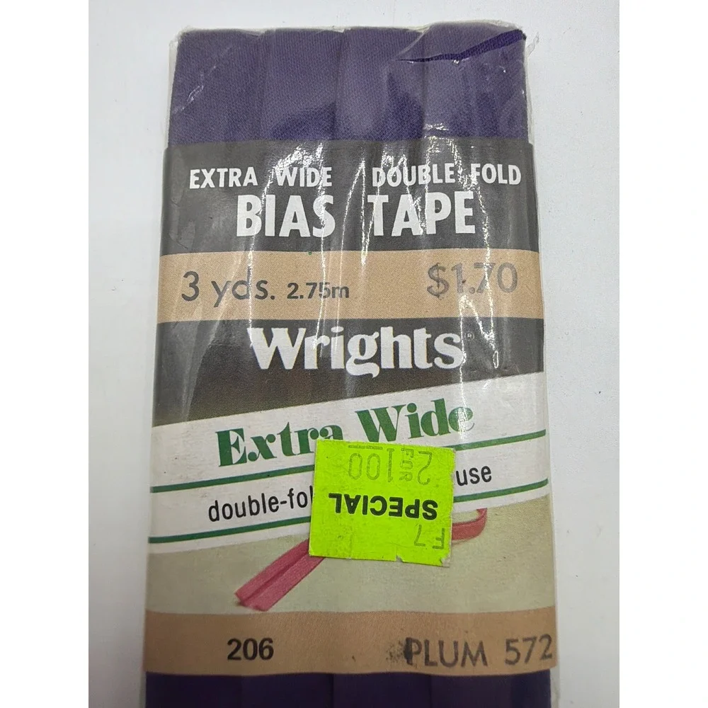 Vintage Wrights Extra Wide Double Fold Bias Tape Lot 2 Plum 572 Yale 078 6 Yards